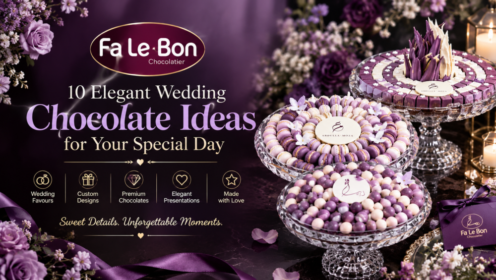 10 elegant wedding chocolate ideas by Falebon Chocolaiter for luxury weddings in the UAE