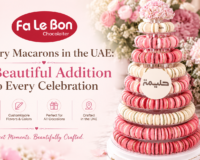 Luxury customized macarons and macaron tower by Fa Le Bon Chocolaiter in the UAE