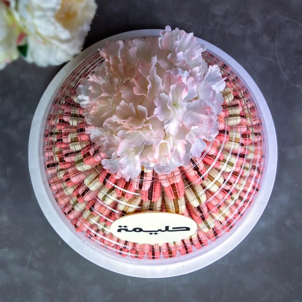 Luxury customized macarons and macaron tower by Fa Le Bon Chocolaiter in the UAE