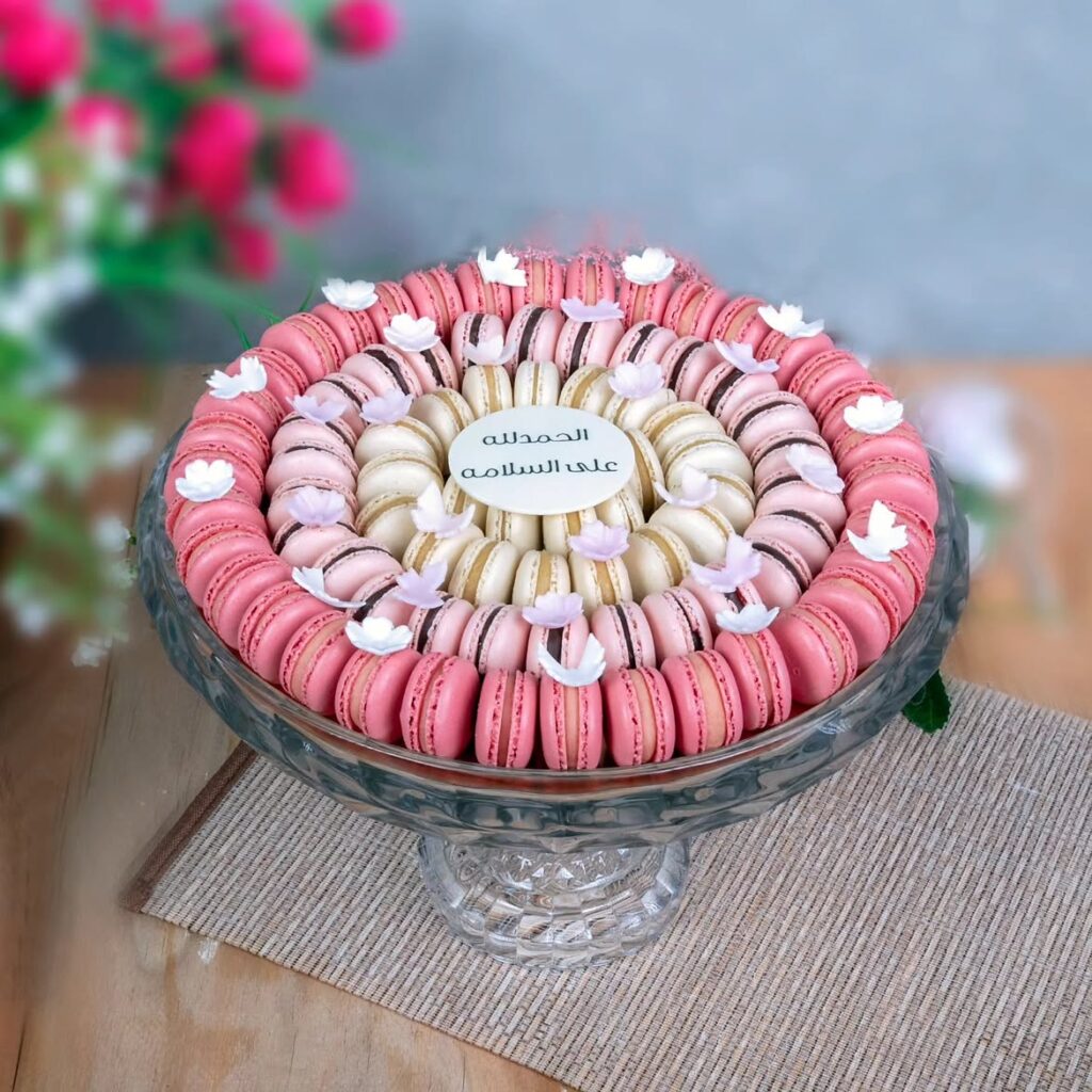 Luxury customized macarons and macaron tower by Fa Le Bon Chocolaiter in the UAE